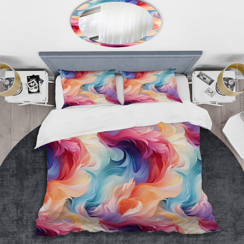 Ensemble de housse de couette abstraite rose et bleu Electric Swirls Infuse II