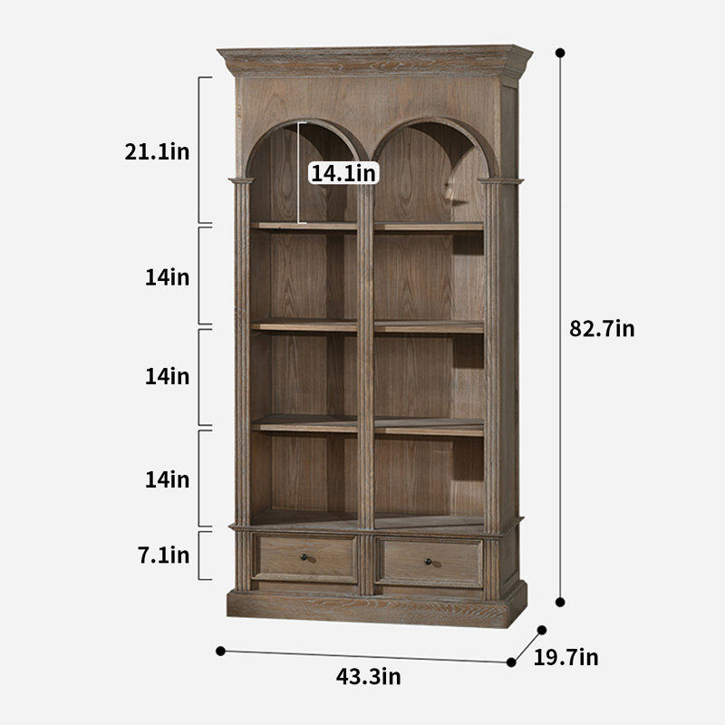 NICECABINET Rustic Vintage Solid Wood Bookcase | Wayfair