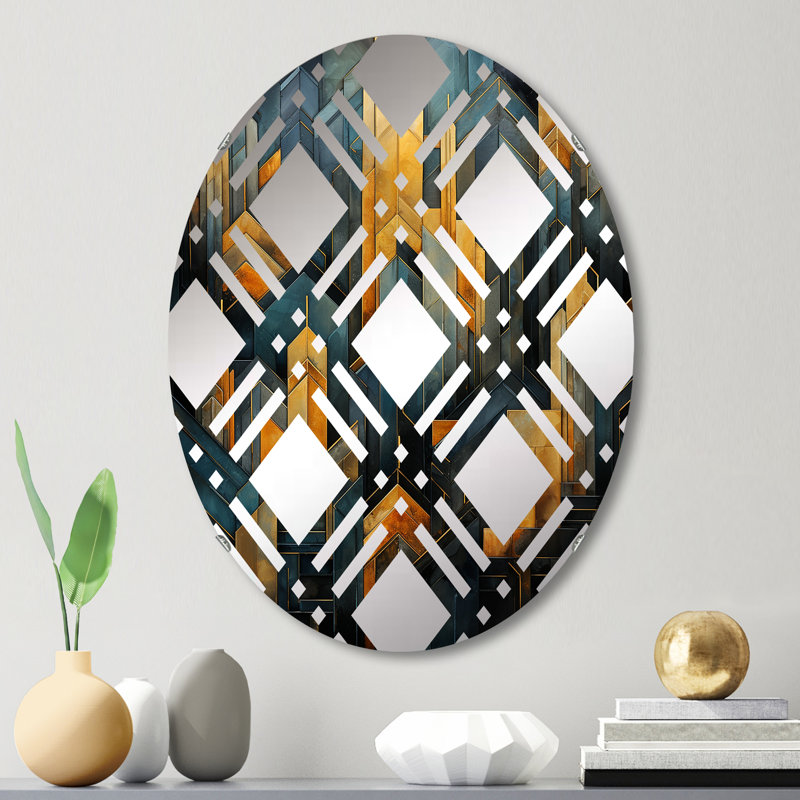 Arches géométriques noires et dorées - Miroir décoratif à carreaux MIR105914 O, L 20 po x H 30 po