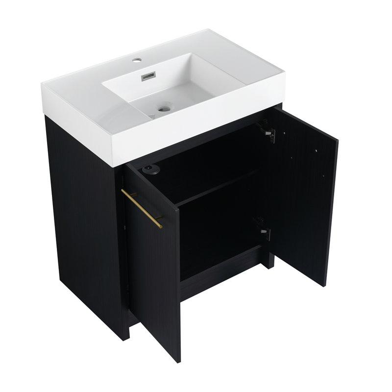 Meuble-lavabo autoportant avec lavabo en résine