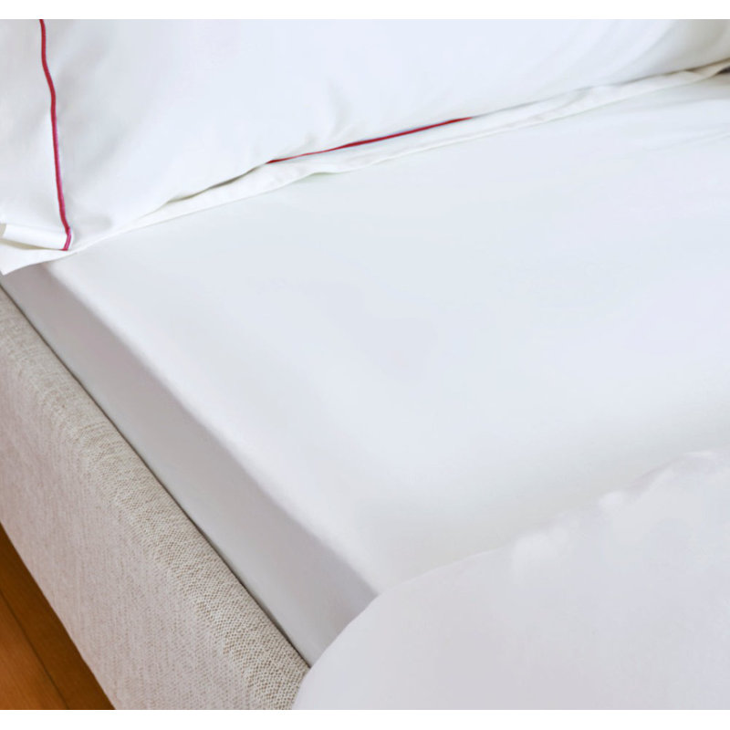 Premium Sateen Sheet Set, White/Fuchsia, King Sheet Set