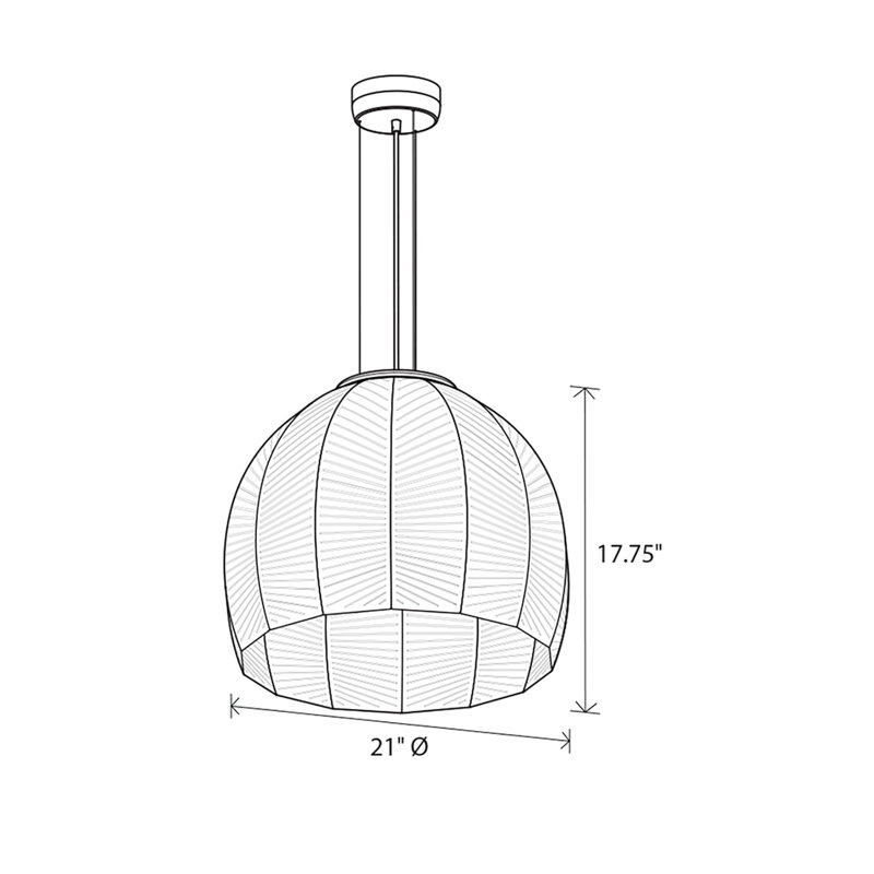 Luminaire suspendu en forme de dôme à 1 lumière Amicus, H 17,75 po x l 21 po x P 21 po, Noyer / aluminium brossé