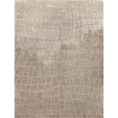 Hand Knotted Geometric Area Rug in Brown