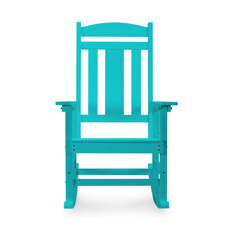 Chiemi HDPS Modern Resin Rocking Adirondack Chair, Aruba Blue