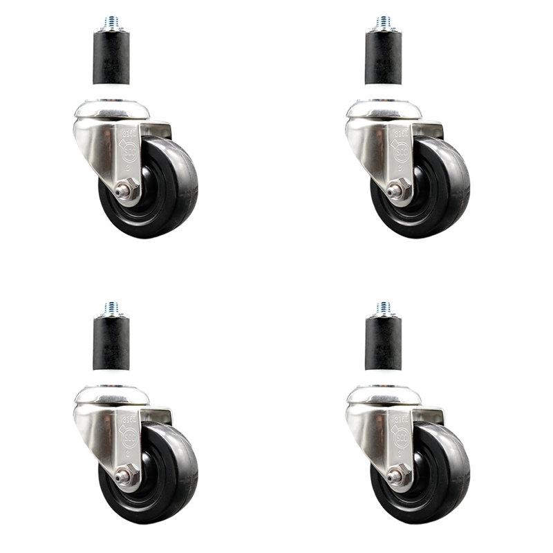 Ensemble de roulettes extensibles en caoutchouc dur, H 3,5 po x l 3,5 po