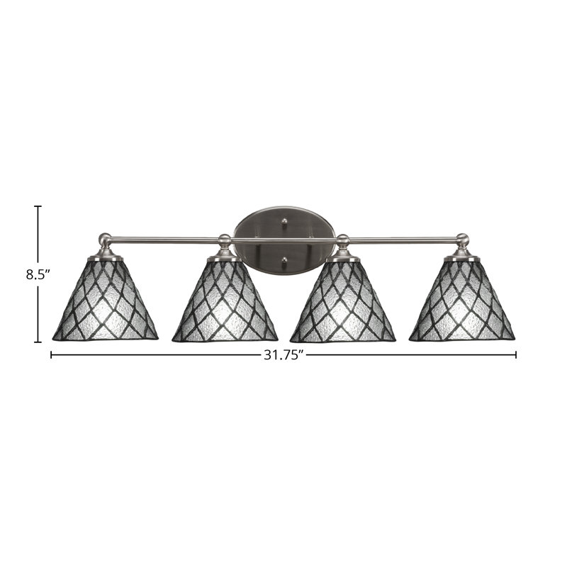 Argyroula 4 Light Bath Bar Shown In Brushed Nickel Finish With 7" Diamond Ice Art Glass