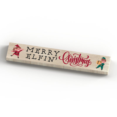 Manito Merry Elfin Christmas Wooden Memento Letter Block