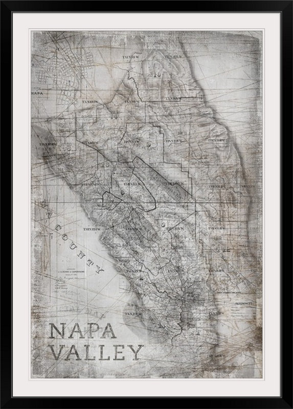 «Napa Valley» par Bellinda, impression, H 26 po x l 20 po x P 1 po, Cadre noir