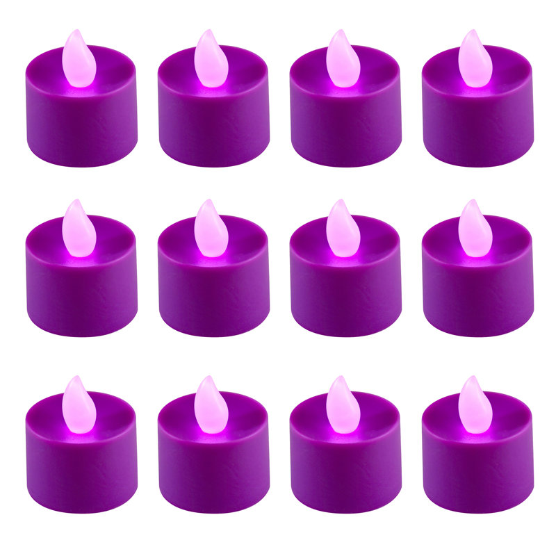 12 Piece Unscented Flameless Candle Set, Purple