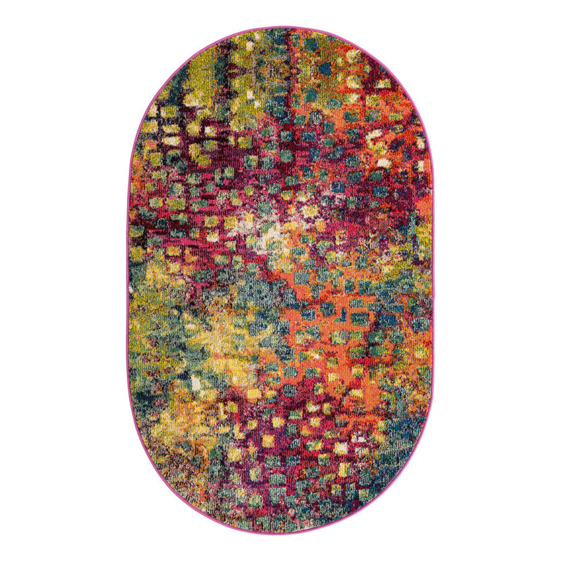 Corlenzo Washable Abstract Indoor Rug, Oval 3'3" x 5'3"