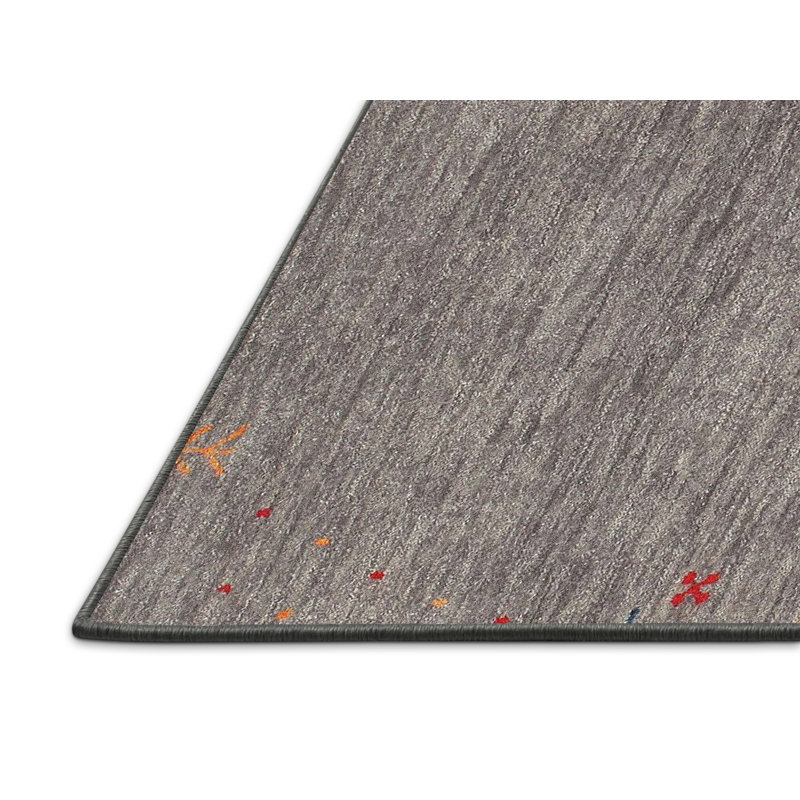 Tapis gris/rouge contemporain, Rectangle 2 pi x 4 pi