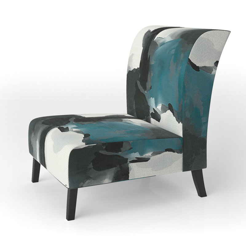 Fauteuil de chambre rembourré Geometric IV, Mélange de polyester bleu / noir / blanc