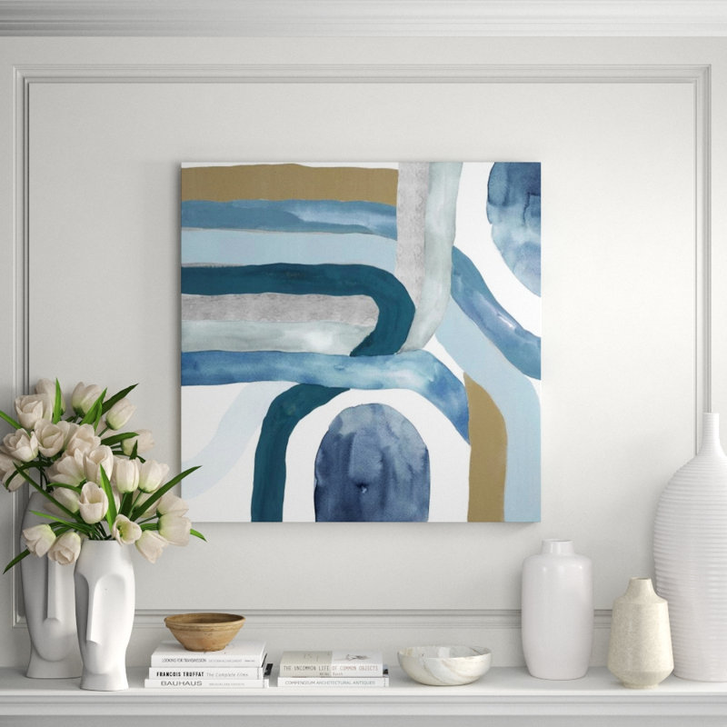 Blue Crossing III Print by Janice Sadler, Glass Coat, 30" H x 30" W