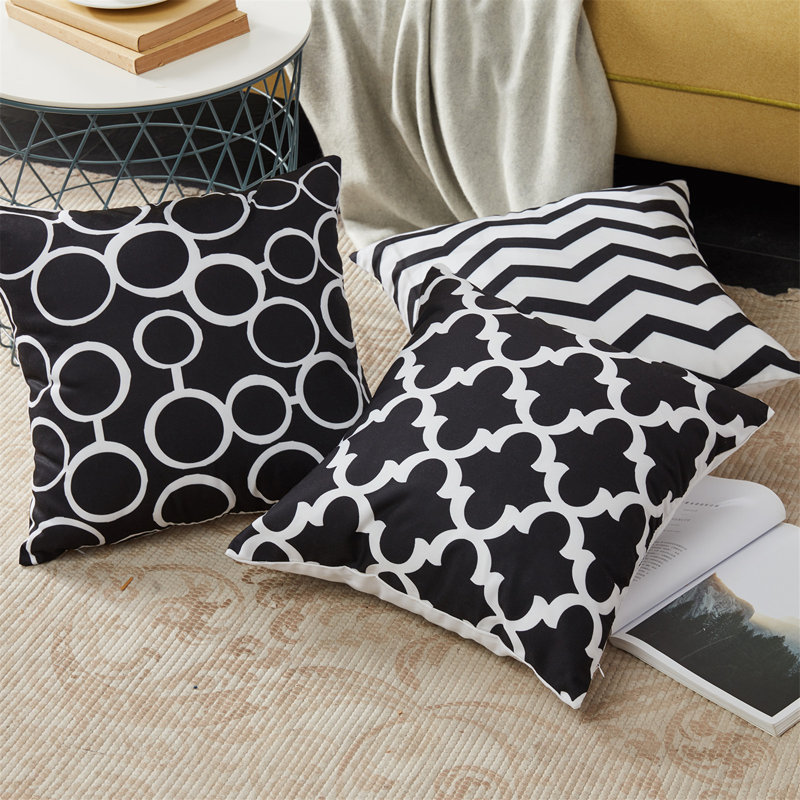 Printing Outdoor Square Pillow Cover, 18"L x 18"W, Black