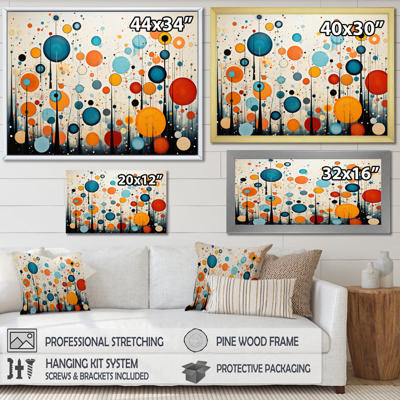 «Green Green Beige Mid Century Abstract Retro II», reproduction d'art sur toile, H 30 po x l 40 po x P 1,5 po