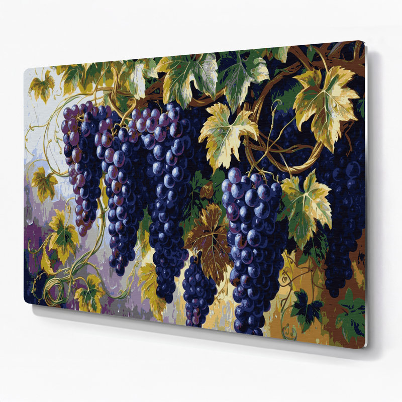Art mural gris en métal Fruit Grape Concord, H 11 po x l 14 po
