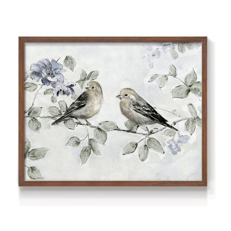 Soft Finch Summer - Imprimé encadré - Restickable, H 11 po x l 14 po, Noyer