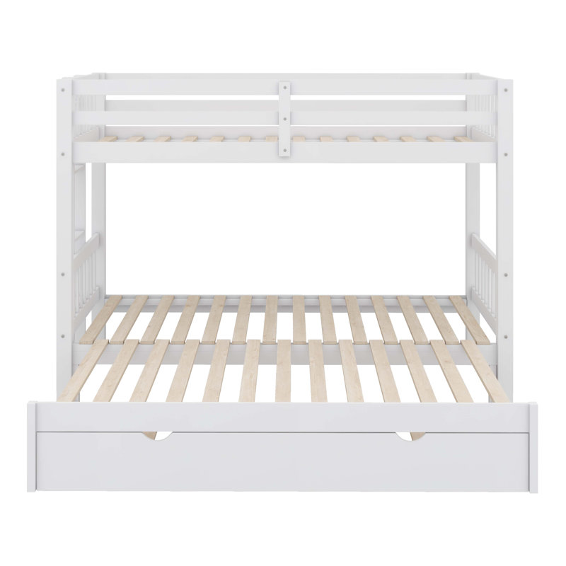 Twin-Size Bunk Bed Accompanied By An Extendable Trundle Bed Beneath, White