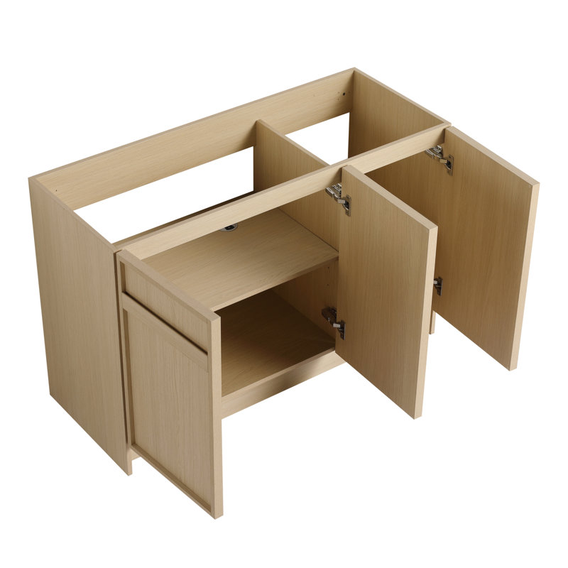 " Freestanding Bathroom Vanity With White Resin Sink And Three Soft-close Cabinet Doors, Convenient Kd-packing Design