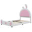 Lit plateforme tapissier avec tête de lit en forme de lapin