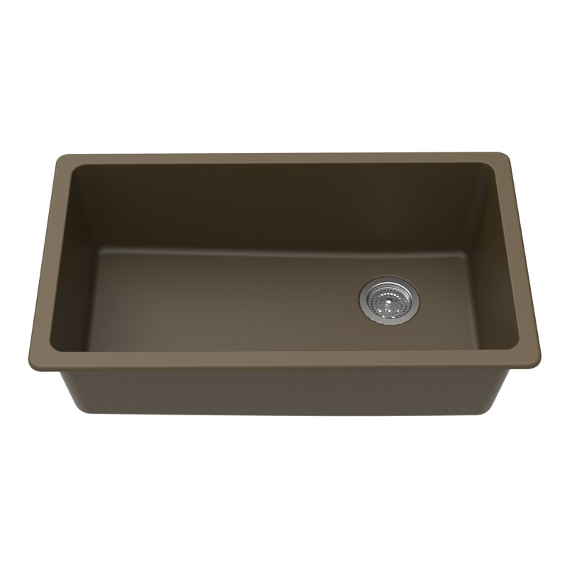 33'' L Single Bowl Granite Kitchen Sink, Mocha