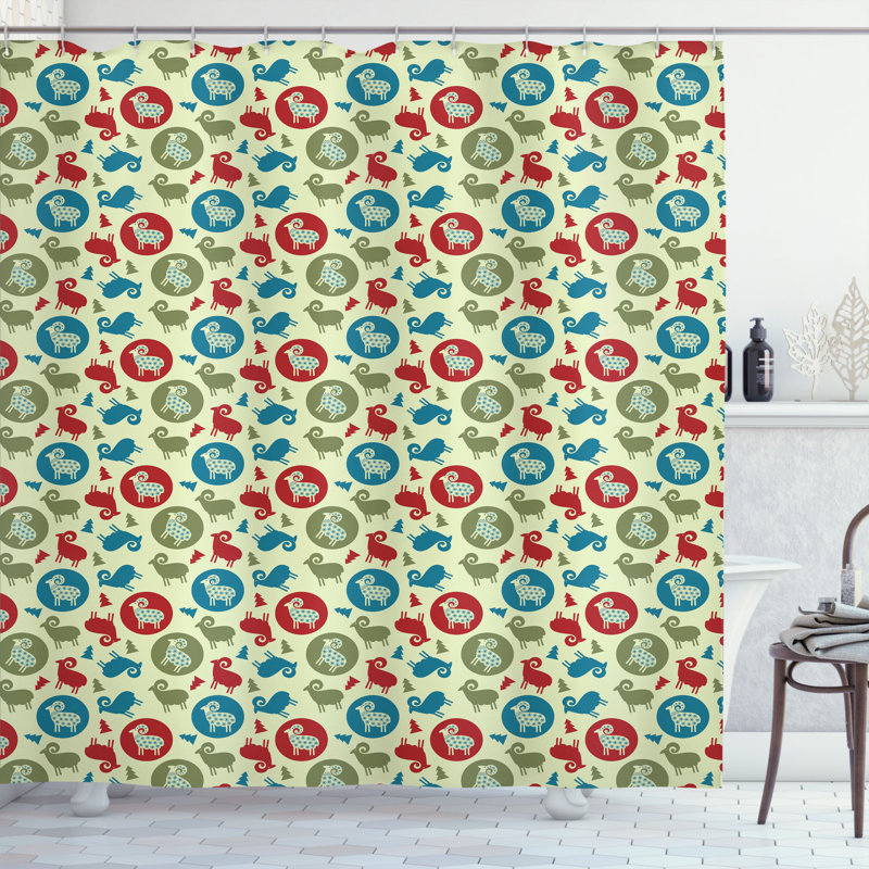 Shower Curtain Set + Hooks, 75" H x 69" W