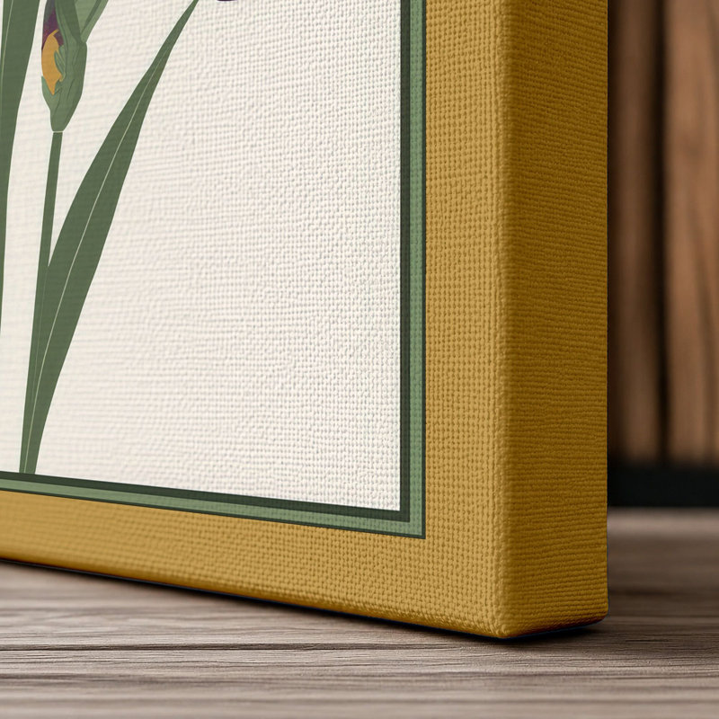 Irises in Violet Botanical - Wrapped Canvas, 36x24 - 91.4 x 61.0 cm, Ochre Border