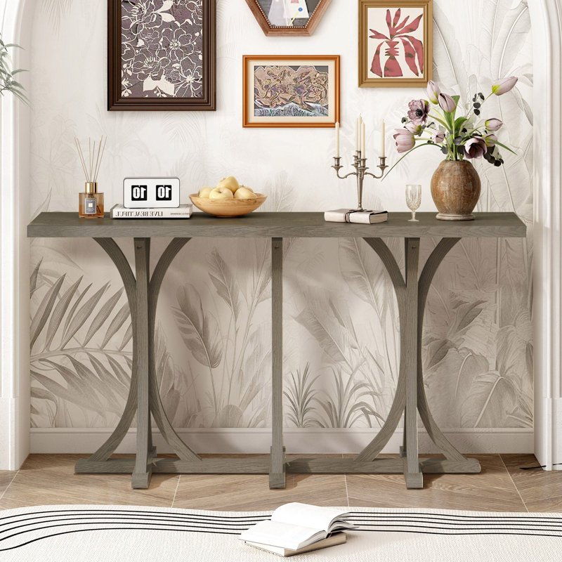 Thedrick 59.8'' Wooden Veneer Top Console Table, Gray