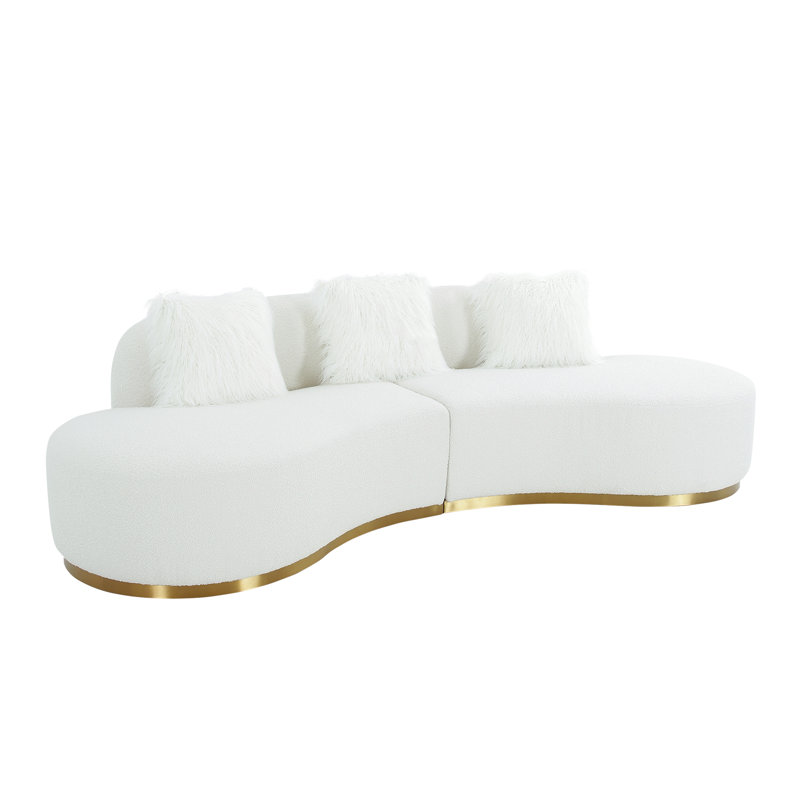 Simona Upholstered 150.39'' Sofa, Ivory, 3, 29" H x 110.63" W x 50.79" D