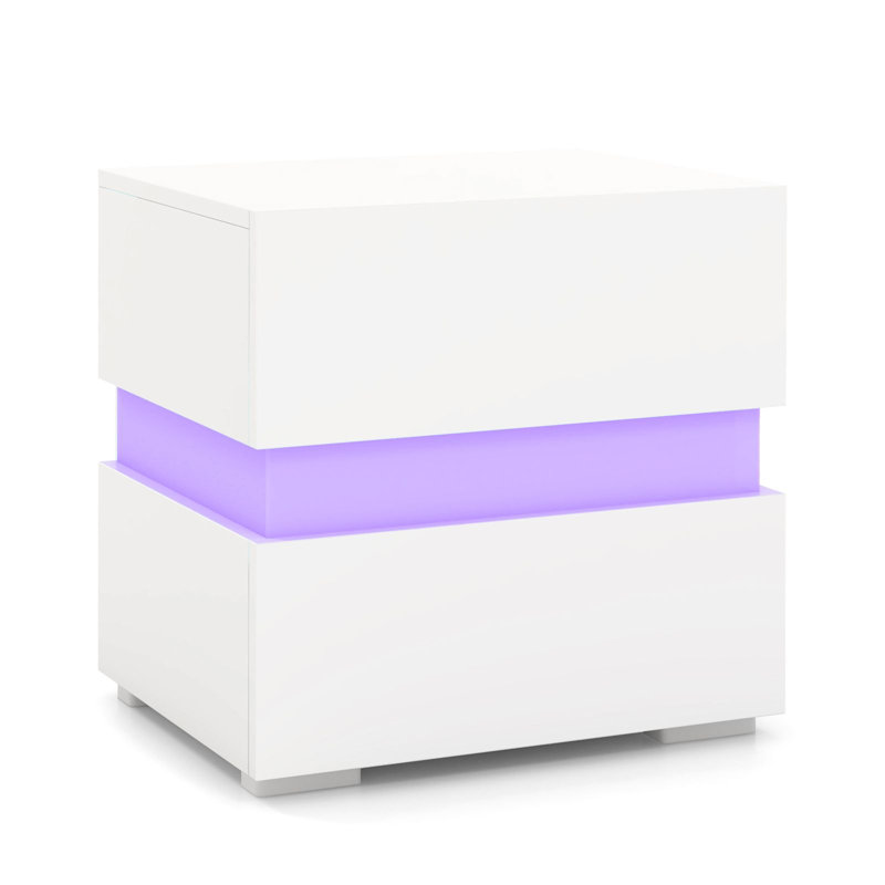 35cm W Manufactured Wood Bedside Table, White