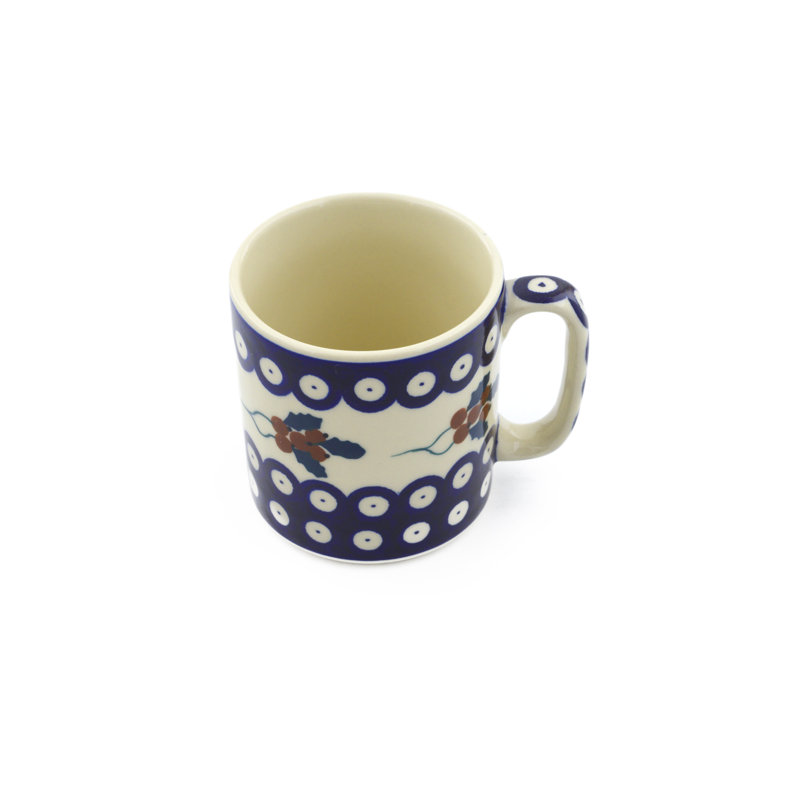 Handmade Stoneware Coffee Mug, 1, Yellow Holly Berries