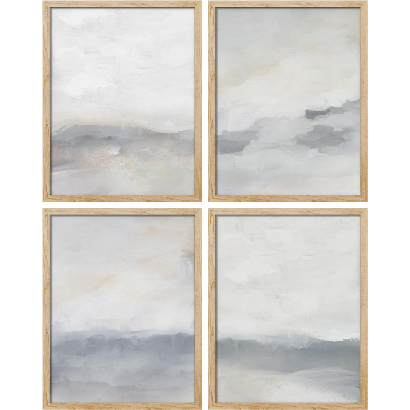 «Abstract Landscape Serene And Calming Aesthetic», reproduction de papier encadrée sur papier, 4 pièces, Naturel