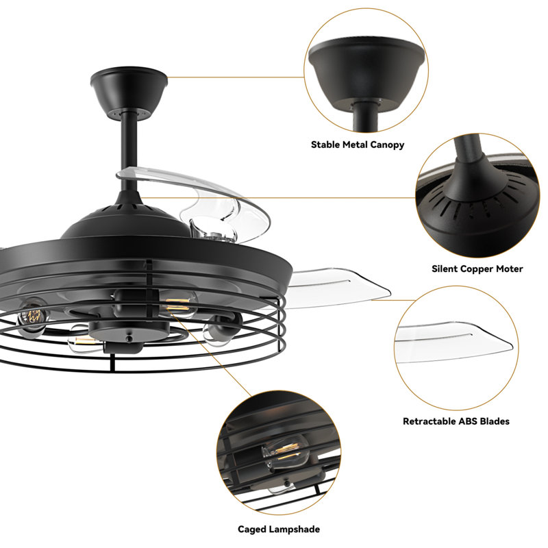 Retractable Ceiling Fan With Lights