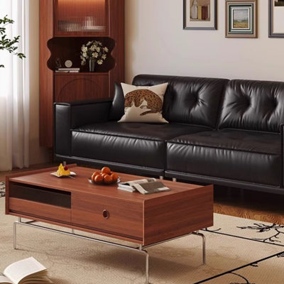 Solid wood coffee table with retro design