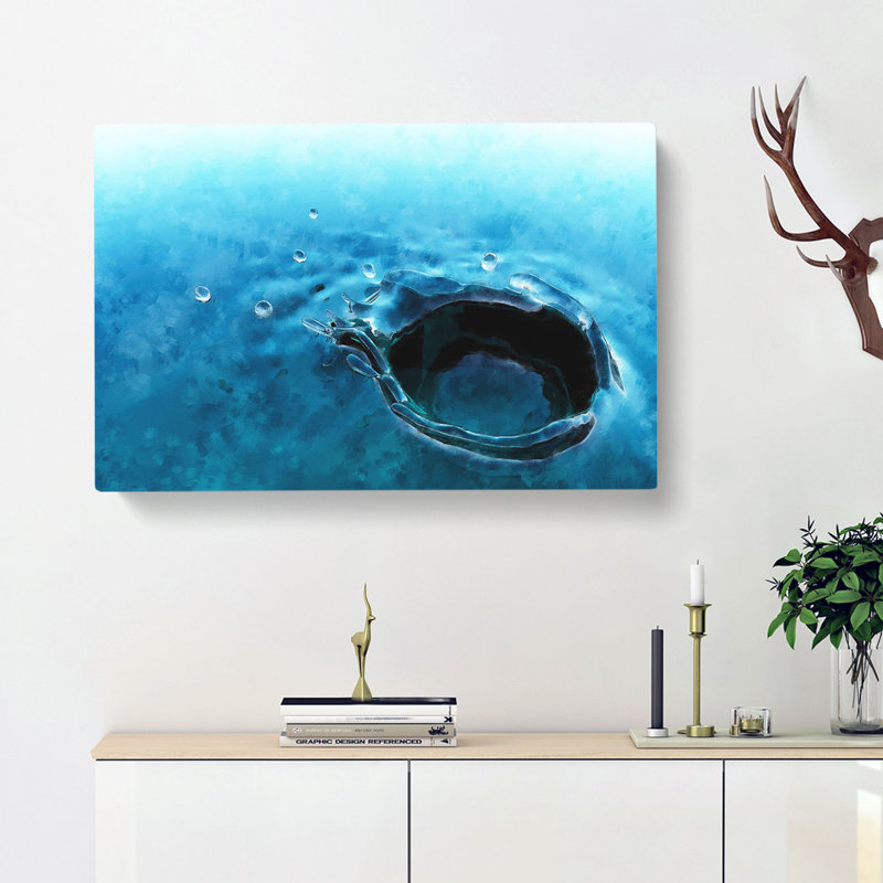 Splash Of Water In A Lake Painting - Wrapped Canvas Print, 35cm H x 50cm W x 3cm D