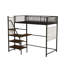Lit mezzanine simple en métal noir pour chambre à coucher avec rangement pour lit superposé et éclairage à DEL-892366270