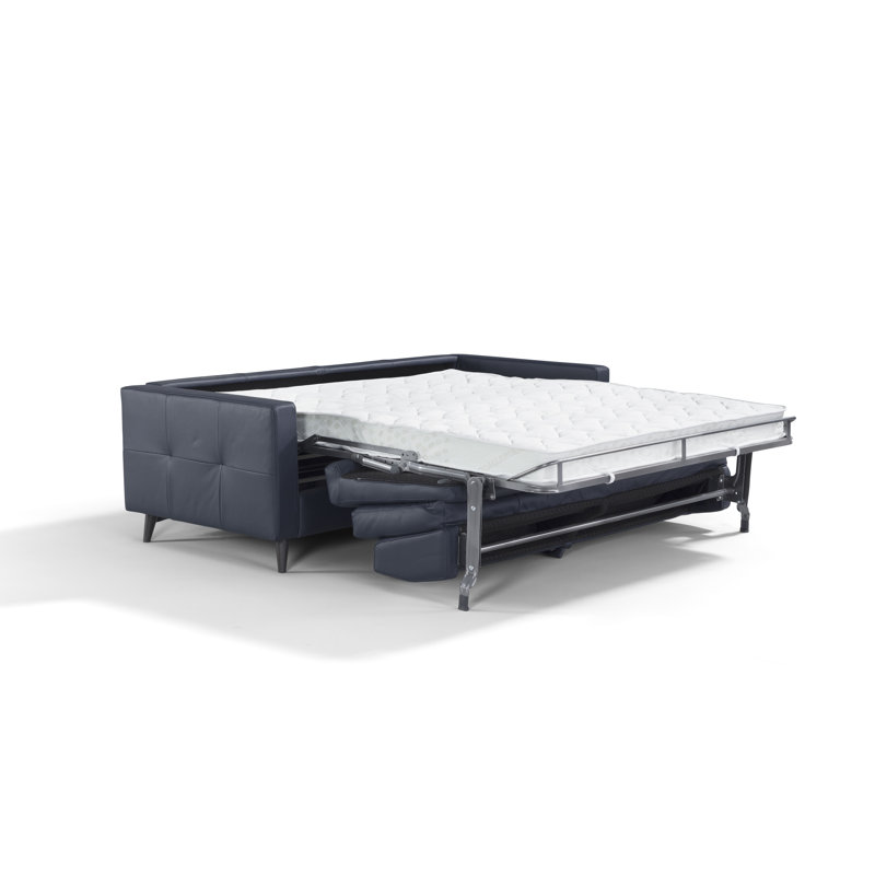 Beloit 82'' Leather Sleeper Sofa, Dark Blue Genuine Leather