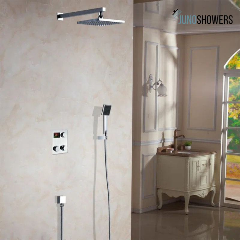 Juno 16"Digital Display Rain Shower Head Set with Handheld Shower