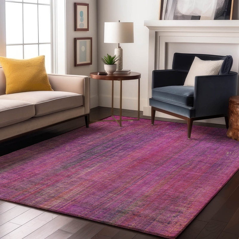 Tapis rond lavable à la machine de qualité supérieure lilas 8 pi x 8 pi Cerrito AMF552, Rectangulaire 3 pi x 5 pi