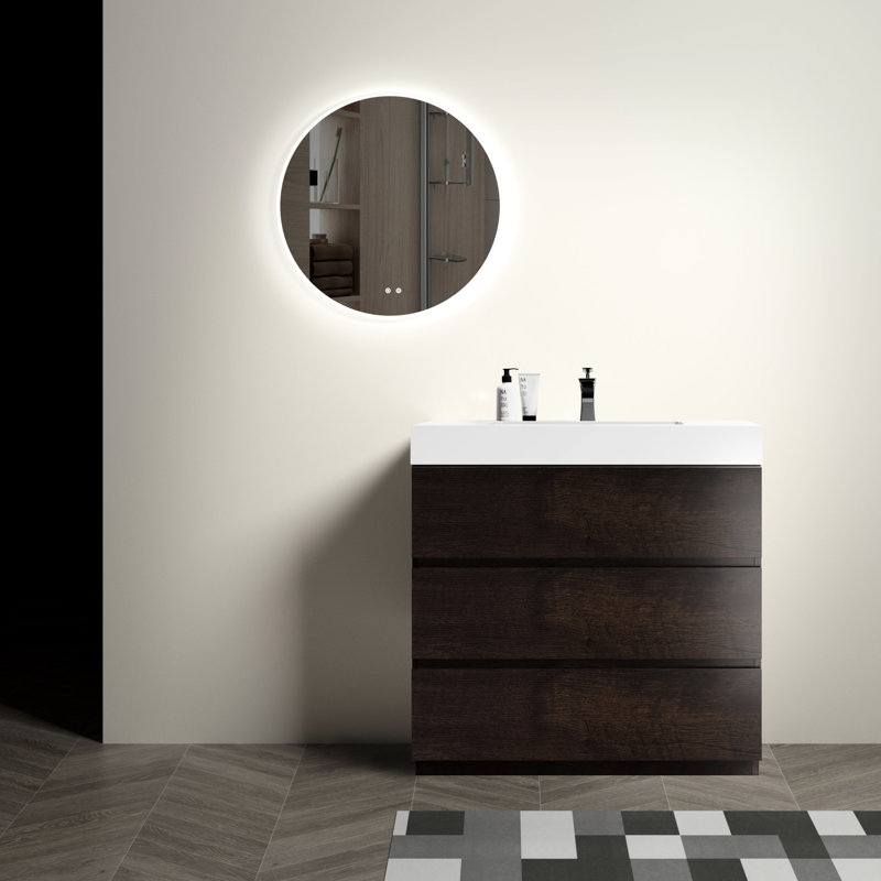 Single Bathroom Vanity with @Solid + Manufactured Top