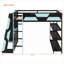 Gaming Room Full Size Loft Bed, Solid Wood MDF Construction, Sleek Black, Integrated Desk, Storage Shelves and LED Lights