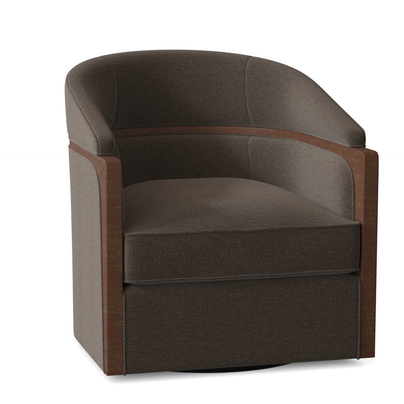 Forester 29" W Swivel Barrel Chair, Walnut, Pewter (9953 65)