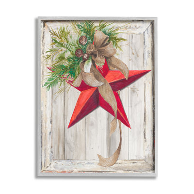 " Rustic Winter Red Star Barn Wood " by Patricia Pinto
