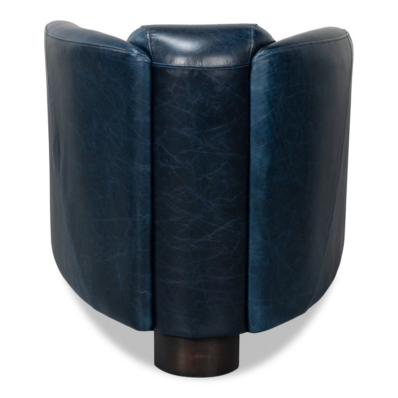 Mandy Armchair, Dark Blue Genuine Leather