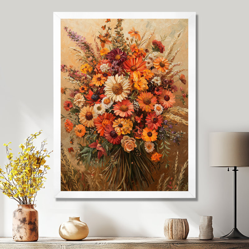 Atkins - Floral Canvas Wall Art, H 40 po x l 30 po, Picture Framed, Blanc