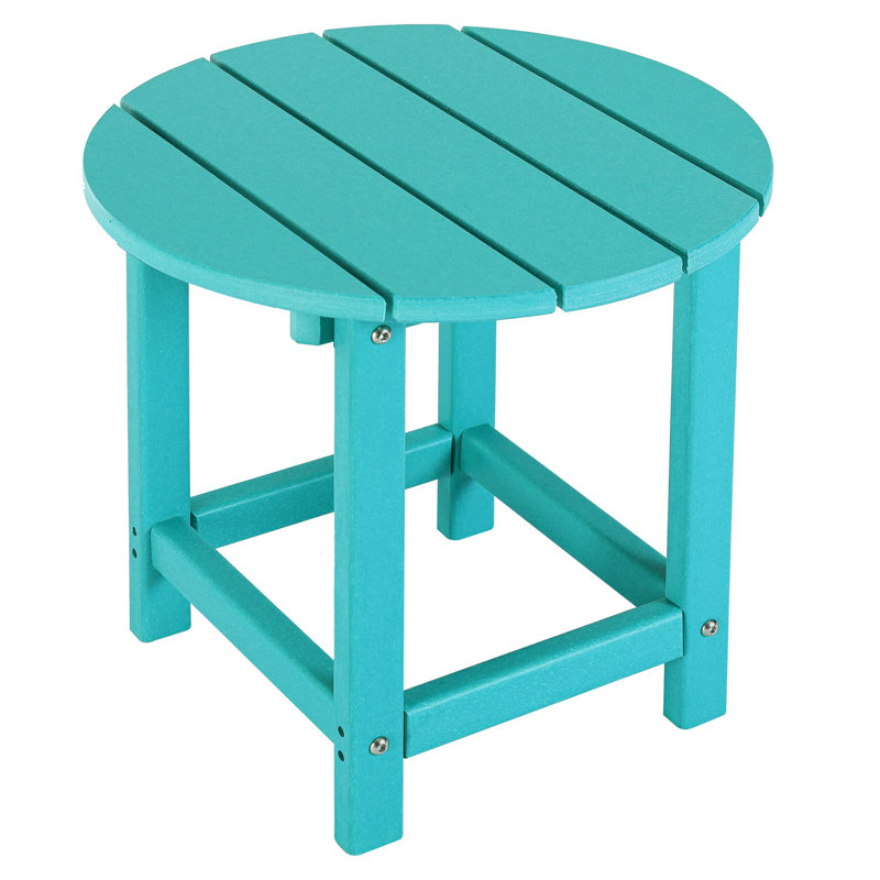 Round Patio End Table - Durable Outdoor Side Table for Pool & Backyard Use, Turquoise