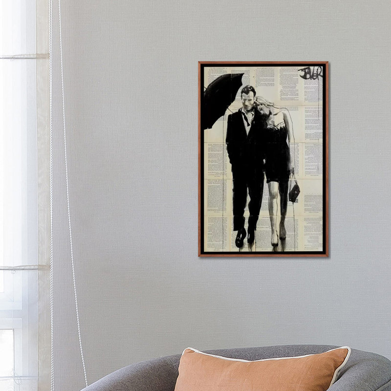 Impression d’art graphique, "each other" par Loui, Toile classique avec cadre brun, Pas de tapis, H 26 po x l 18 po x 1,5 po