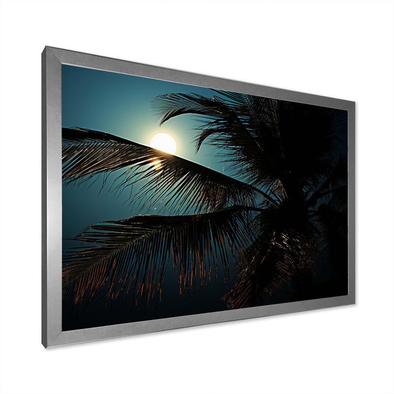 «Sapphire Solitude Palm Serenity» sur impression sur toile, Cadre photo argenté, H 24 po x l 32 po x P 1 po