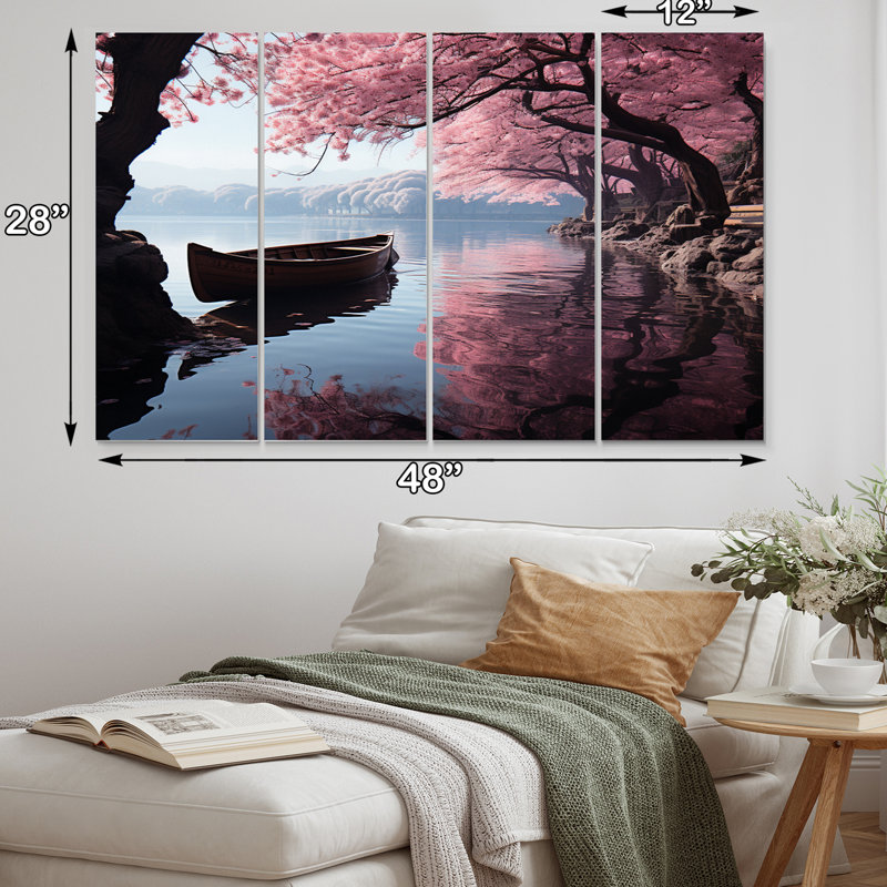 «Japon Art Cherry Blossom», impression sur toile 4 pièces