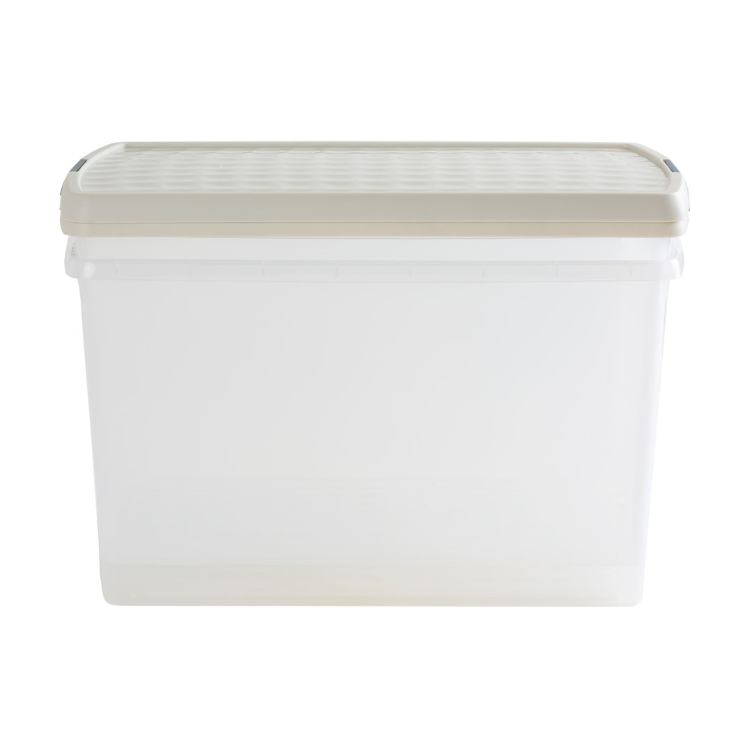 Wham Clip 2 x 62L Rectangular Stackable Plastic Storage Boxes with Lids | Ideal for Home, Office, Toys & More | Storage Containers with Clip Locks | Made in UK - Clear/Stone - Image 2